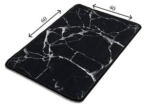 Czarno-biały dywanik łazienkowy z marmurkowym motywem Foutastic Marble, 60x40 cm