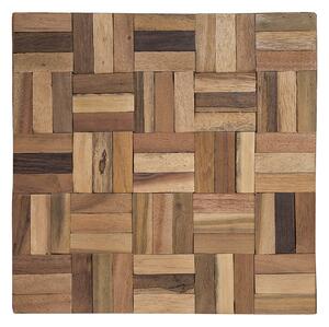 Rustykalny stolik kawowy pomocniczy drewno tekowe mozaika kwadraty Gameti Beliani