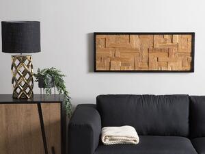 Drewniana dekoracja ścienna w ramie 100 x 40 cm drewno tekowe obraz Toluca Beliani
