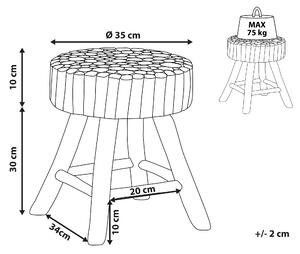 Rustykalny stolik nocny stołek podnóżek jasne drewno tekowe Nampa Beliani
