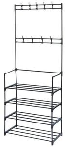 Wieszak na ubrania z regałem na buty metalowy czarny 57x28x156 cm