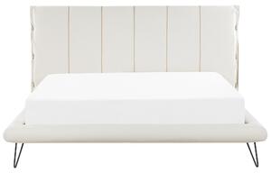 Retro łóżko tapicerowane ekoskóra 180 x 200 cm ze stelażem białe Betin Beliani