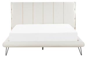 Retro łóżko tapicerowane ekoskóra 160 x 200 cm ze stelażem białe Betin Beliani