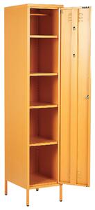 Metalowa szafka biurowa ubraniowa żółta na klucz z półkami i drążkiem Frome Beliani