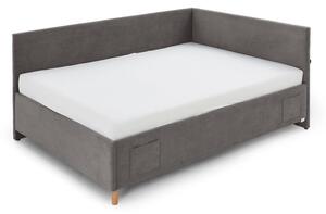 Antracytowe tapicerowane narożne łóżko dziecięce ze schowkiem ze stelażem 140x200 cm Cool – Meise Möbel