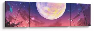 Obraz - Kobieta i pies w pełni księżyca (170x50 cm)