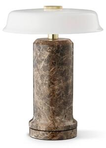 DESIGN BY US Lampa stołowa LED na baterię Trip No. 2, brązowo-biała, marmur, szkło możliwość ściemniania, brązowy / rdzawy, salon / jadalnia, kamień, design