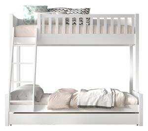 Białe piętrowe łóżko dziecięce z litego drewna sosnowego ze schowkiem 140x200/90x200 cm SCOTT – Vipack