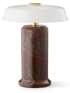 DESIGN BY US Lampa stołowa LED na baterię Trip No. 2, bordowo-biała, marmur, szkło możliwość ściemniania, czerwony, salon / jadalnia, kamień, design
