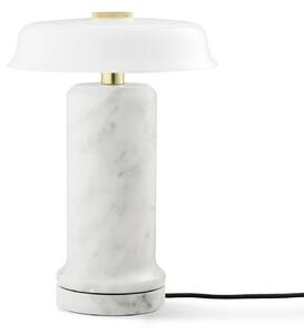 DESIGN BY US Lampa stołowa LED na baterię Trip No. 2, kolor carrara/biały, marmur, szkło możliwość ściemniania, biały / opal, salon / jadalnia, kamień, design