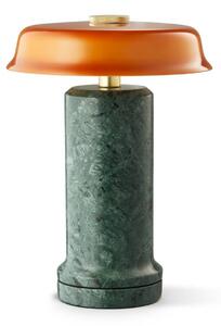 DESIGN BY US Lampa stołowa LED na baterię Trip No. 2, zielono-bursztynowa, marmur, szkło możliwość ściemniania, zielony, salon / jadalnia, kamień, design