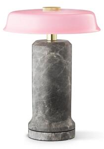 DESIGN BY US Lampa stołowa LED na baterię Trip No. 2, srebrno-różowa, marmur, szkło możliwość ściemniania, aluminiowy / szary / cynkowy, salon / jadalnia, kamień, design