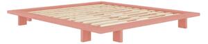 Jasnoróżowe łóżko dwuosobowe z litego drewna sosnowego ze stelażem 140x200 cm Japan – Karup Design