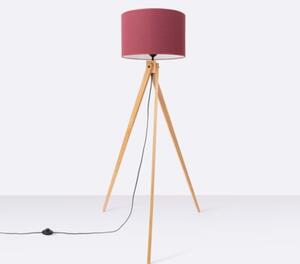 Lampa stojąca podłogowa z abażurem burgundowym trójnóg drewniany 1xE27 15W NATT Sollux Lighting