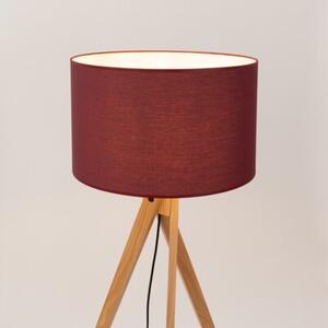 Lampa stojąca podłogowa z abażurem burgundowym trójnóg drewniany 1xE27 15W NATT Sollux Lighting