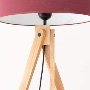Lampa stojąca podłogowa z abażurem burgundowym trójnóg drewniany 1xE27 15W NATT Sollux Lighting