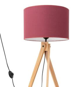 Lampa stojąca podłogowa z abażurem burgundowym trójnóg drewniany 1xE27 15W NATT Sollux Lighting