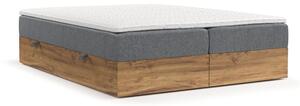 Szaro-naturalne łóżko boxspring ze schowkiem 140x200 cm Faro – Maison de Rêve