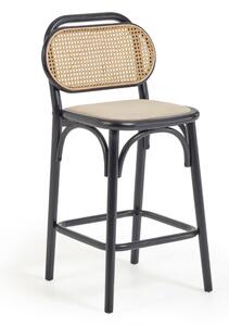 Czarny hoker z litego drewna wiązu (wysokość siedziska 65 cm) Doriane – Kave Home