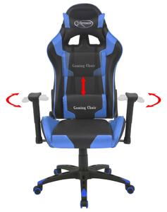 Odchylane krzesło biurowe, sportowe, sztuczna skóra, niebieskie