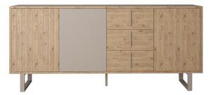 Szara niska komoda w dekorze dębu 180x80 cm Millay – Marckeric