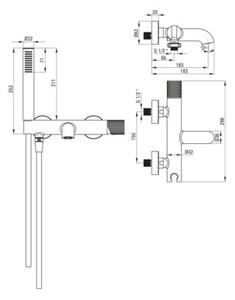 Bateria wannowa natynkowa DEANTE Silia Hexa BHS F11M Stal szczotkowana