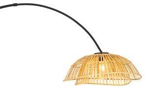 Luk Orientalna lampa łukowa czarna z naturalnym bambusem - Pua Oswietlenie wewnetrzne