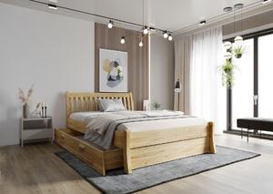 Łóżko drewniane Carlos : Rozmiar - 180x200, Szuflada - Tak, Rodzaj drewna - Sosna, Wybarwienie drewna - Sosna naturalna
