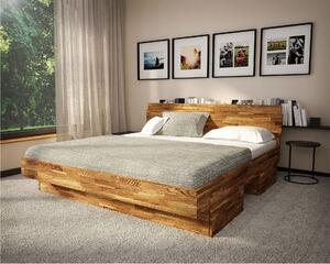 Łóżko drewniane Ibiza : Rozmiar - 140x200, Rodzaj drewna - Dąb, Wybarwienie drewna - Dąb rustykalny, Szuflada - Tak