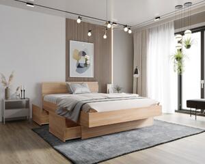 Łóżko drewniane Ibiza : Rozmiar - 140x200, Wybarwienie drewna - Buk naturalny, Szuflada - Tak, Rodzaj drewna - Buk