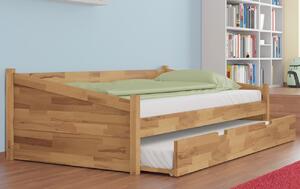 Łóżko drewniane Franco : Rozmiar - 90x200, Wybarwienie drewna - Buk naturalny, Szuflada - Tak, Rodzaj drewna - Buk