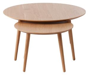 Okrągłe stoliki w dekorze dębu zestaw 2 szt. ø 88 cm Adda – Unique Furniture