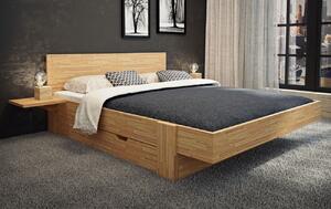 Łóżko drewniane Azzano : Rozmiar - 140x200, Rodzaj drewna - Dąb, Szuflada - Tak, Wybarwienie drewna - Dąb olej