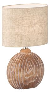 Brązowo-beżowa ceramiczna lampa stołowa z tekstylnym kloszem (wysokość 39 cm) Tobse – Fischer & Honsel