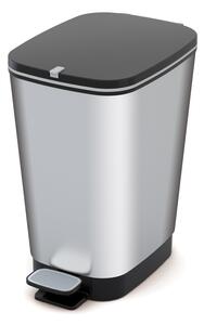 Plastikowy kosz na śmieci z pedałem w kolorze srebra 25 l Chic Bin – KIS