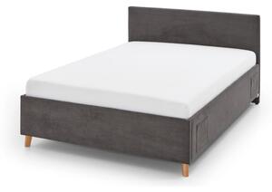 Antracytowe tapicerowane łóżko dziecięce ze schowkiem ze stelażem 120x200 cm Cool – Meise Möbel