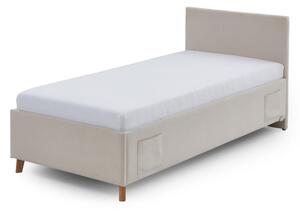 Beżowe tapicerowane łóżko dziecięce ze schowkiem ze stelażem 90x200 cm Cool – Meise Möbel