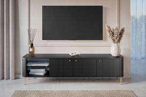 Szafka RTV Vesper 3D 187 cm - czarny / złote nogi