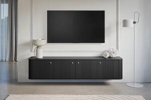 Szafka RTV wisząca Vesper 4D 187 cm - czarny / złote uchwyty