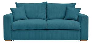 Niebieska sztruksowa rozkładana sofa 225 cm Augustin – Bobochic Paris