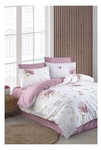 Biało-różowa 3-częściowa pościel jednoosobowa z prześcieradłem 160x220 cm Floral – Mila Home