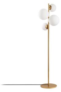Biała/w kolorze mosiądzu lampa stojąca ze szklanym kloszem (wysokość 162 cm) Fazli – Opviq lights