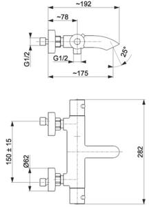 Bateria wannowa natynkowa KFA ARMATURA Moza 5734-010-81 Czarny