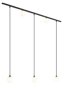 Nowoczesny system szynowy czarny z 2 reflektorami i 3 lampami wiszącymi 1-fazowy - Slimline Eira