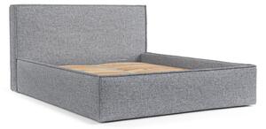 Szare tapicerowane łóżko dwuosobowe ze schowkiem ze stelażem 180x200 cm Lounge L – Maison de Rêve
