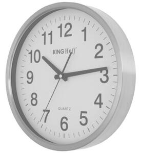 Zegar ścienny cichy metalowy srebrny satyna płynna praca 30cm 5025
