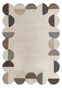 Szarobeżowy wełniany dywan tkany ręcznie 160x230 cm Mia Scallop Frame – Flair Rugs