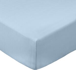 Niebieskie prześcieradło z perkalu bawełnianego z gumką 90x190 cm Cotton Percale – Bianca