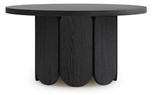 Czarny okrągły stolik w dekorze dębu ø 78 cm Soft – Woodman