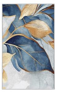 Dywan w niebiesko-złotym kolorze odpowiedni do prania 80x150 cm Golden Leaves – Mila Home
